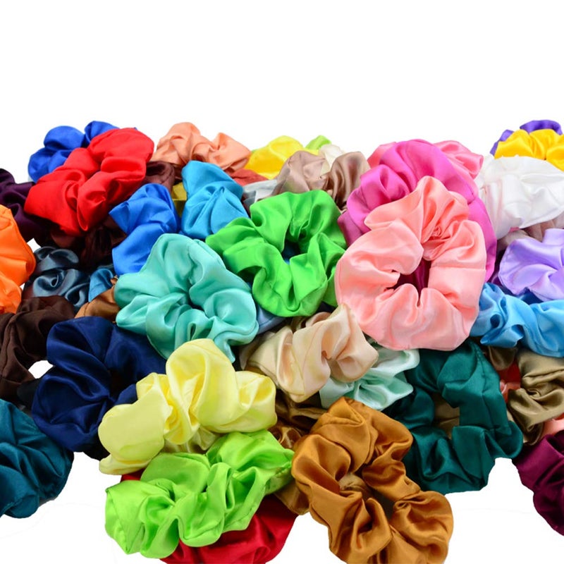 Simnice 60 Colors Silk Large Satin Hair Scrunchies Elastic Hair Bobbles Ponytail Holder Hair Scrunchy Vintage Hair Ties Accessories for Women Girls - Image 5